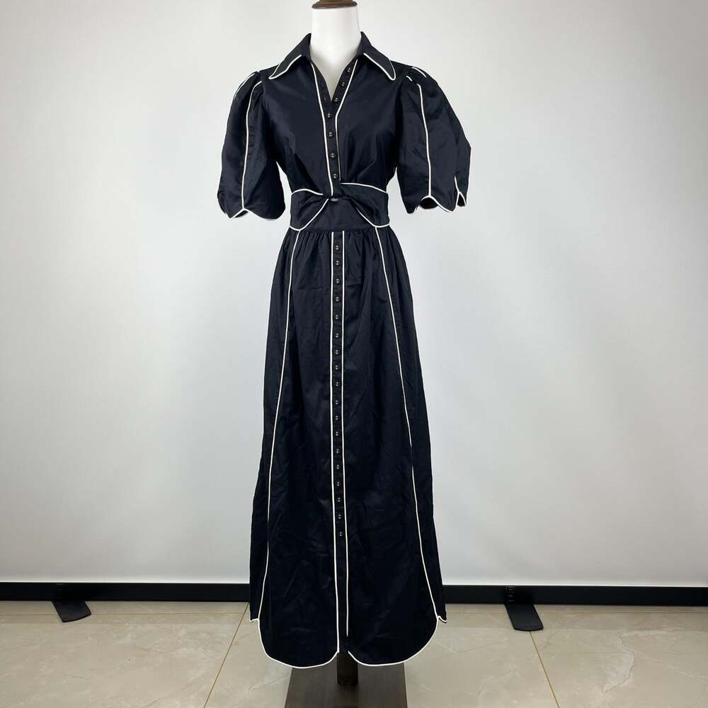 NWOT Farm Rio Twisted Cotton Black And White Short Sleeve Midi Dress Size S - Picture 2 of 13